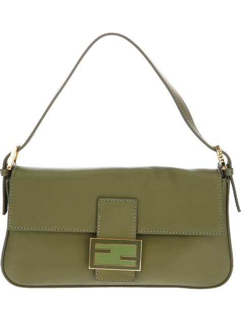 fendi velvet bag green|Fendi medium baguette.